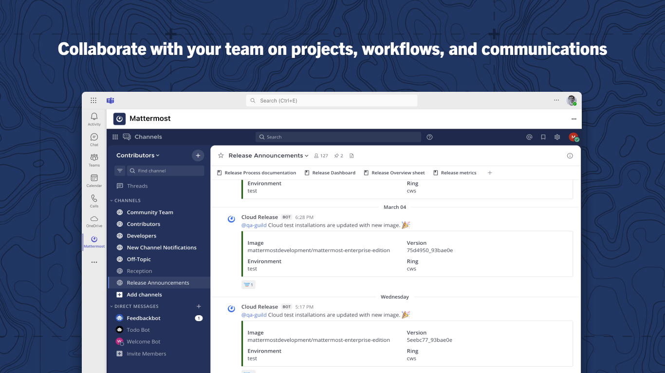Community for Mattermost 앱은 Microsoft App Store에서 제공됩니다.