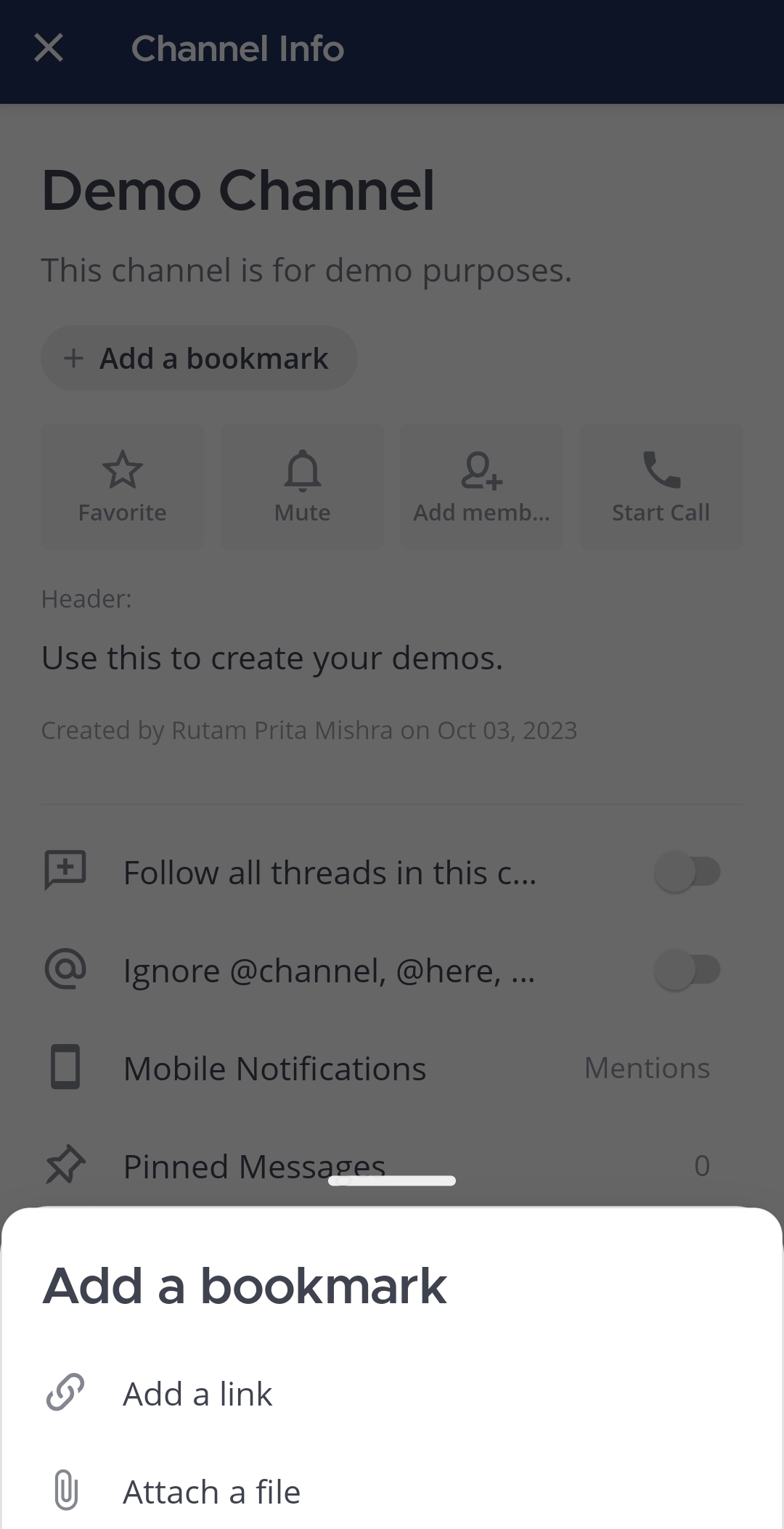 Add a bookmark를 탭해 첫 번째 북마크를 추가합니다.