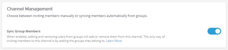 시스템 콘솔에서 채널의 Sync Group Members 활성화.